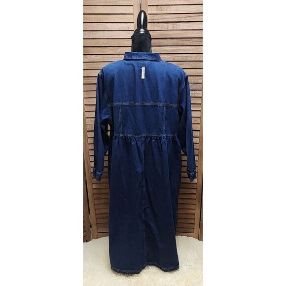 Carole Little Plus 18 Denim Button-Up Jean Modest Dress Maxi Full Bottom Dress - Picture 6 of 7